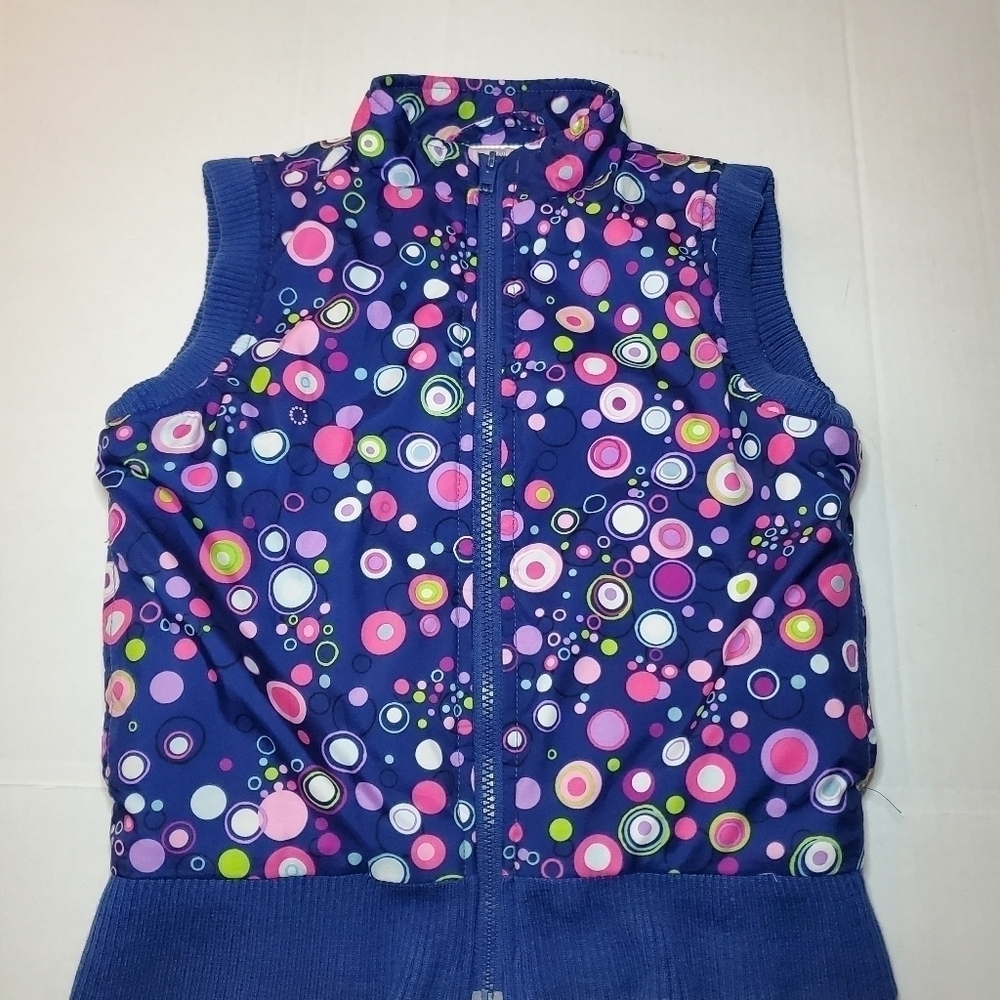 Hanna Andersson Girls 120 6/7 vest Colorful Bubbles Blue Pink Puffer Pockets